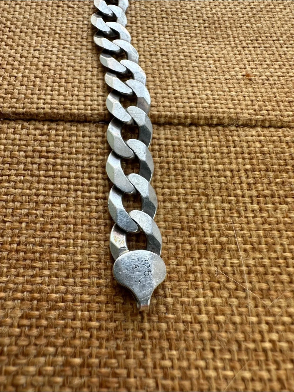 Sterling Silver Flat Curb Link Bracelet 8 Inch Long 12mm Italy Lirm 925